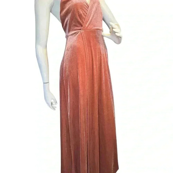 Lulus whimsical romance pink velvet faux-wrap maxi dress slits size medium.#67 - Picture 6 of 12
